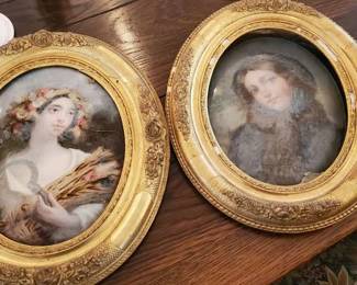 Reverse glass painted portraits