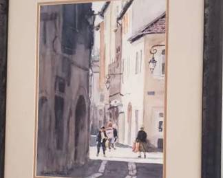 Painting of city alley