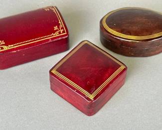 Three Italian leather trinket boxes