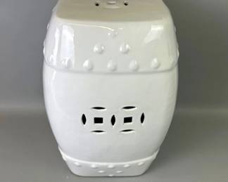 White ceramic Asian style garden stool