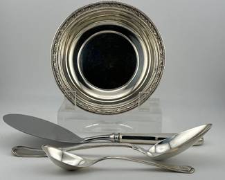 Sterling bowl, spoons