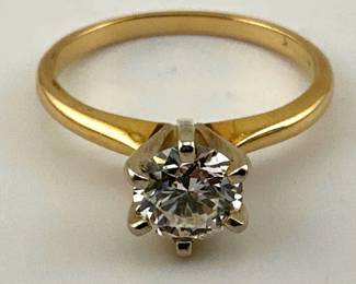 14kt solitare diamond ring; approx. 1/2-1/3 ctw.
