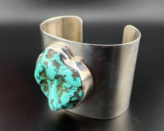 Large Kalibre by Harlene Kory sterling and turquoise nugget cuff
