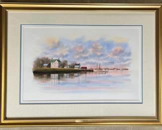 Franklin Saye original watercolor “Jackson Creek Buyboats”