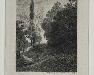 Charles-François Daubigny etching of “The Banks of Cousin”