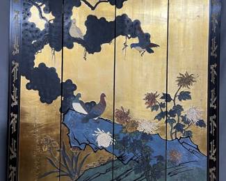 Stunning double sided Asian lacquered room screen