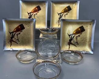 Gerard Puvis plates, Libbey gilt bowls
