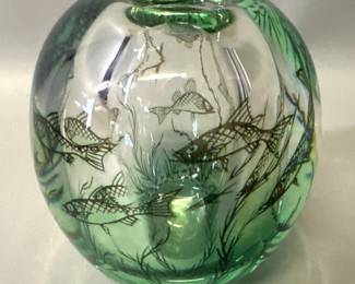 ORREFORS Edward Hald Graal fish vase