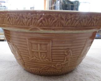 Robinson Ransbottom brown stoneware mixing bowl from early 20th century