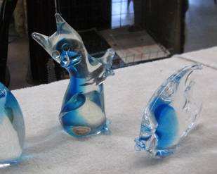 Murano  Swan , Cat Figurine Paperweight