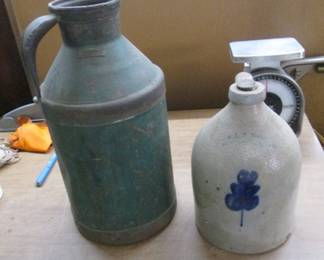 Possibly Milk Can Pitcher & E&LP Norton Stoneware Jug