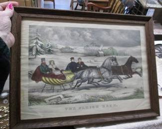 Framed reprint of a lithograph titled The Road-Winter