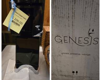 Genesis wine preservation & wine dispensing system. Keeps both sparkling and still wine up to 2 months. Allows pump dispensing during preservation. Retail $400.