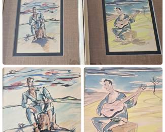 1950's early original paintings by Gil Cohen while PFC at Camp Gordon. Pieces are nicely framed. These pieces are unique as he signed them as he was known by his comrades - PFC Gil Arndt.
