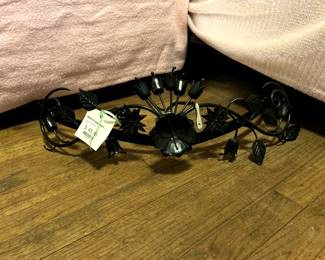 Vintage 2 piece black metal bed crown. Beautiful in black but easily painted to match your preference. Use with fabric for a canopy.