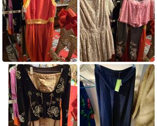 Women’s clothing ranging in sizes from 2 to 14.   Brands included are Tahari, Escade, Lily Pulitzer, Anne Klein, Juicy Couture, Charter, Chico’s, and many others.   There are a few men’s clothing items as well.   