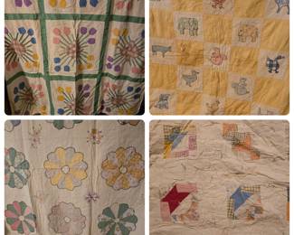 There are at least 6 quilts in this sale plus many vintage table and bed linens. 