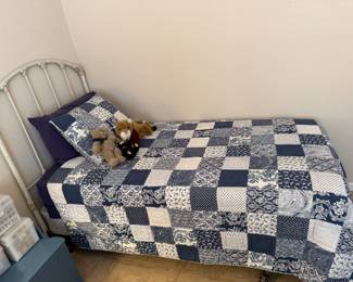 Twin Bed with Lands End Quilt & Bedding