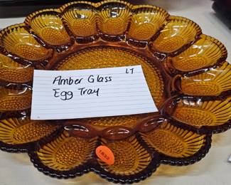 AMBER GLASS EGG TRAY