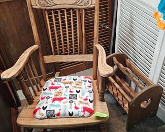 ROCKING CHAIR AND MAGAZINE RACK