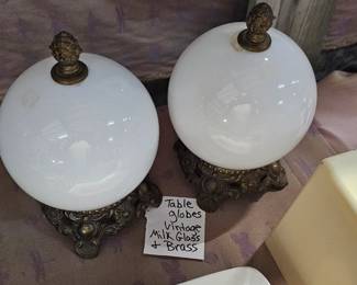 VINTAGE MILK GLASS TABLE GLOBE  LIGHTS