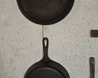 Wagner and Made in USA cast iron Skillets
