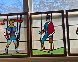 Vintage Stain Glass Soldiers