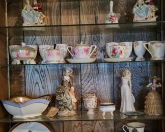 Christmas China Set Ribbons and Tree -Tea Set - Figurines 