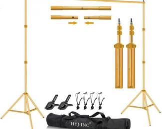 HYJ-INC 10ft x 7ft - Gold Adjustable Photography Backdrop Support System