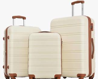Merax Luggage sets of 3 Piece Carry on Luggage, White