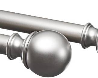Amazon Basics Adjustable Curtain Rods for Windows, Round Finials, 1-Inch Rod, 72 to 144 Inches, Nickel, Pack of 2