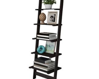 5-Tier Ladder Shelf - 50-Inch Narrow Leaning Bookshelf, Black