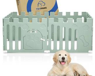 Dog Playpen with Door, 6-Panel 24Inch Indoor Puppy Playpen, Green