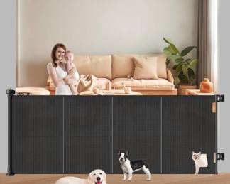 Pawtners Retractable Baby Gate, Black