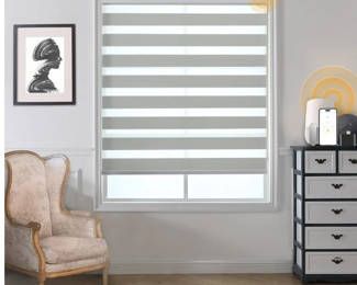 Musclearea Motorized Zebra Blind, Gray