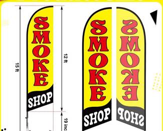 Windkream 1 Pcs Smoke Shop Flag Advertising Feather Banner