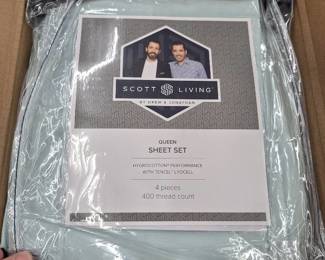 Scott Living 400TC HygroCotton And Tencel Sheet Set, Blue Glass, Queen