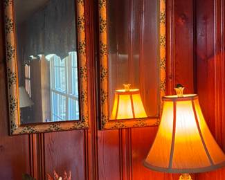 Twin mirrors and lamp