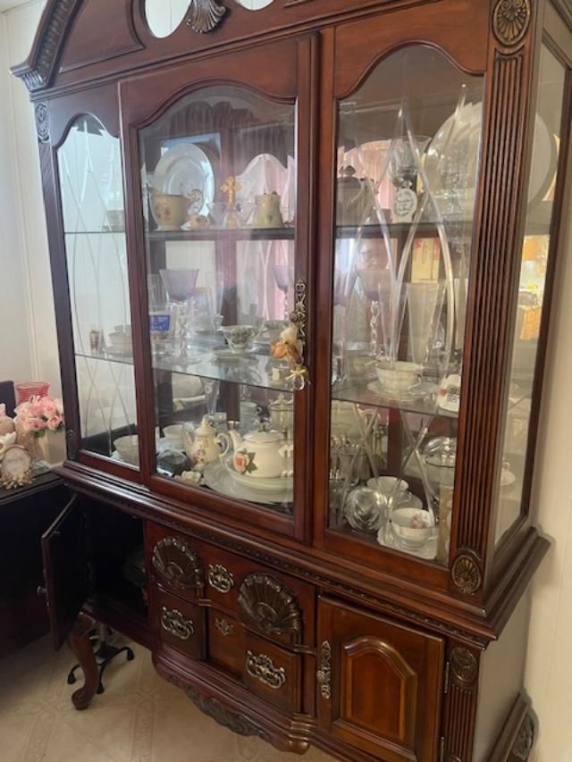 China cabinet, china and stemware available