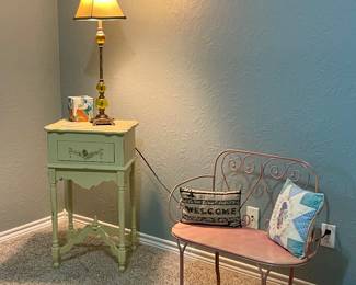 ACCENT TABLE, METAL CHILDS BENCH