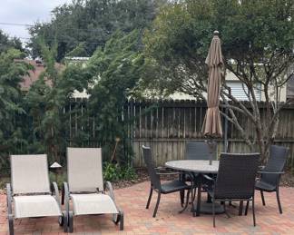 PATIO TABLE AND CHAIRS, PATIO UMBRELLA