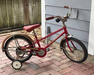 VINTAGE RETRO SCHWINN PIXIE BICYCLE WITH TRAINING WHEELS