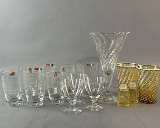 Lot 75 || Fostoria Cornucopia Vase, Glass Shakers, & More