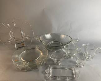 Lot 73 || Fostoria Baroque Handled Bowl, Butter Tray & More