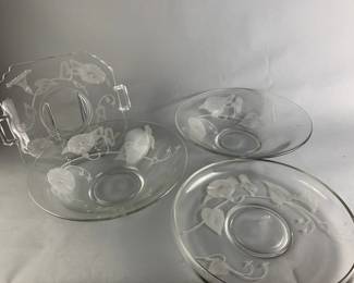 Lot 42 || Fostoria Morning Glory Etched Glass Lot