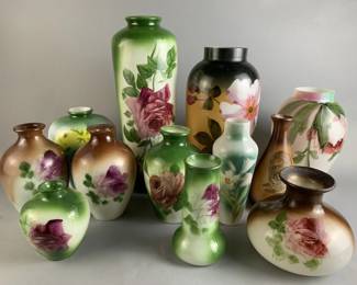 Lot 37 || Vintage Fostoria Hand Painted Milk Glass Lot