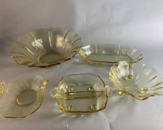 Lot 61 || Fostoria Baroque Yellow Large Serving Bowl & More