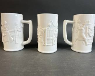 Lot 50 || Vintage Fostoria Milk Glass Stein Style Glasses
