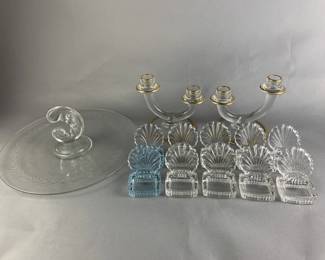 Lot 44 || Fostoria Shell Place Card Holders, Tray & More