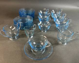 Lot 57 || Fostoria Fairfax Blue Cup With Saucers & More
